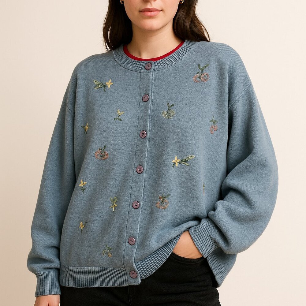 Shenanigans Vintage Cardigan Sweater Cottagecore Grandmacore Medium